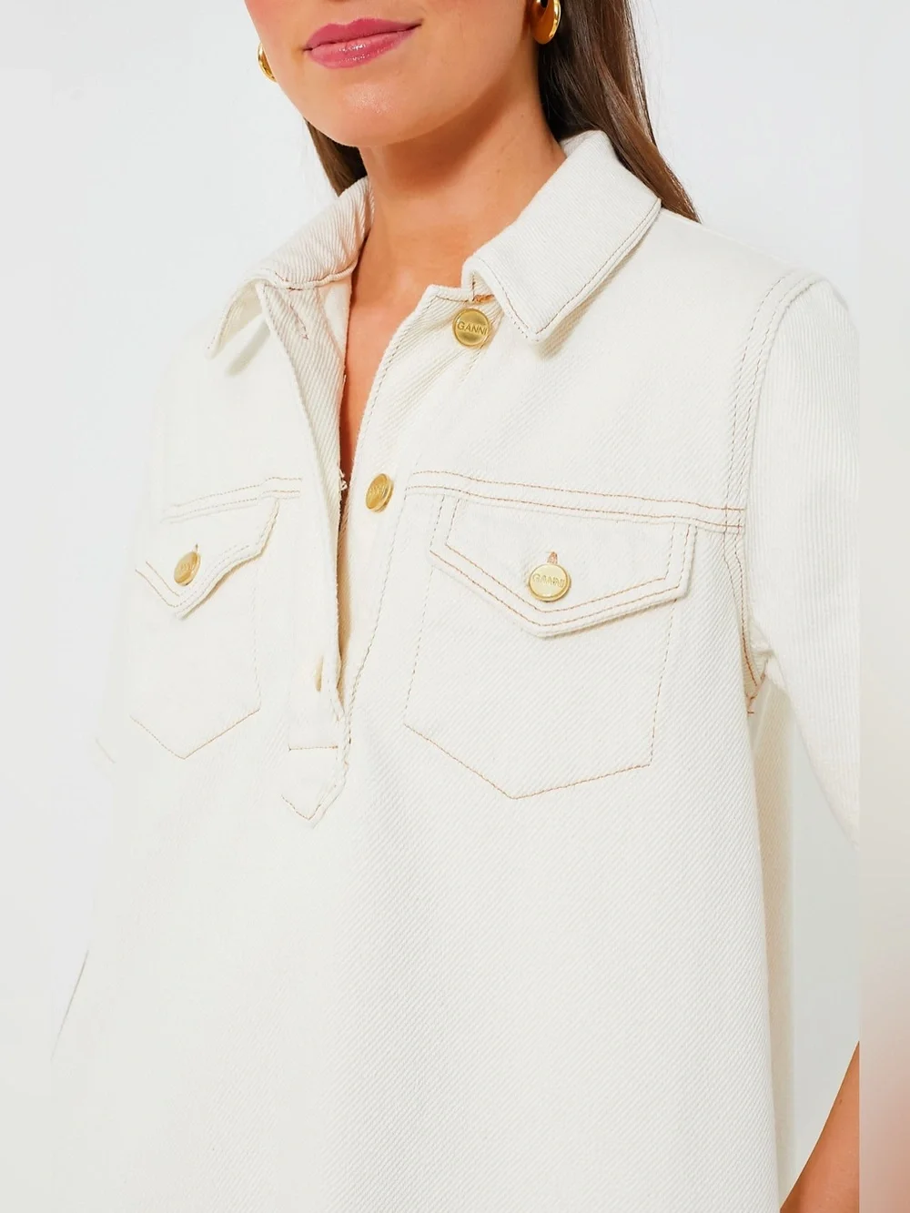 GANNI Egret Heavy Denim Mini Dress EU36